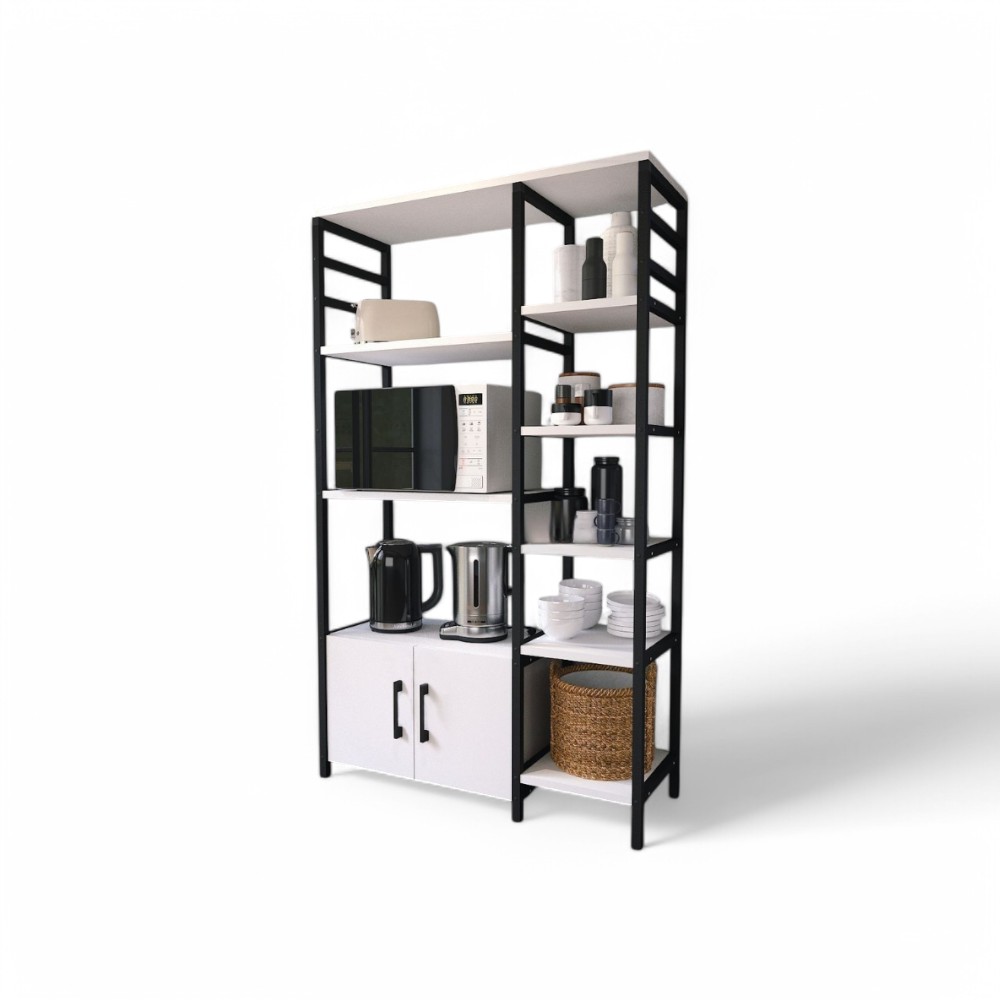 MULTIFUNCTIONAL CABINET WITH 2 DOORS 8 SHELVES-White