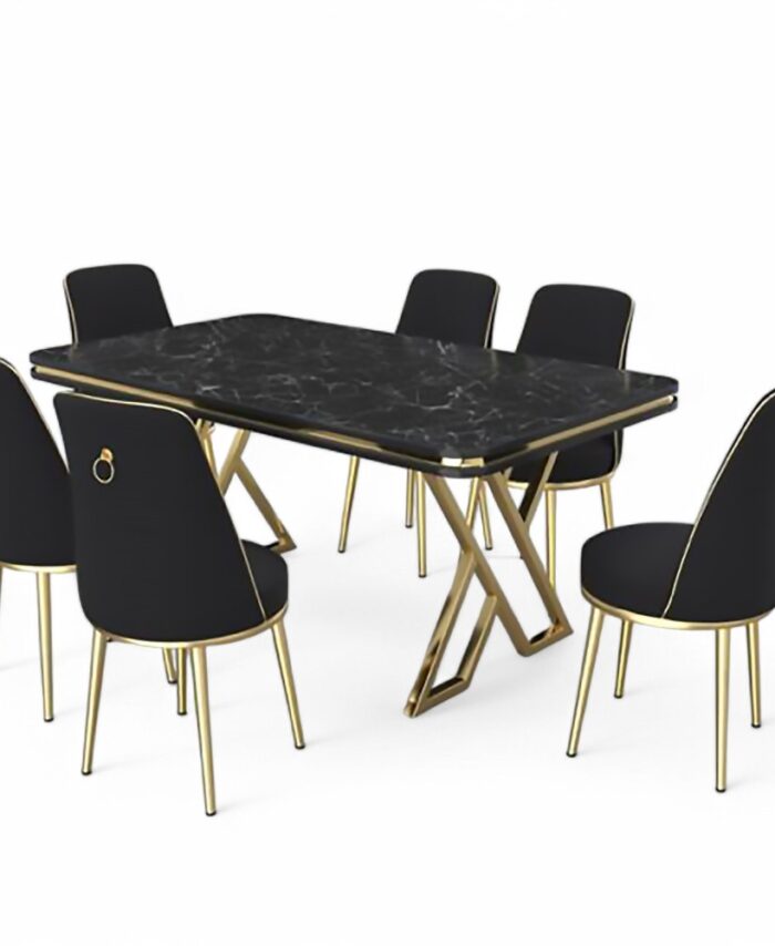 Table Steel Ring With 6 Chairs BLACK
