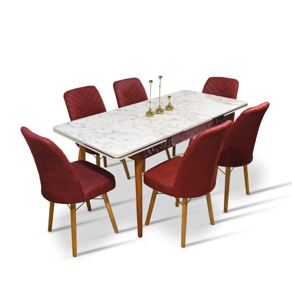 Vera Table + 6 Chairs (bordo)