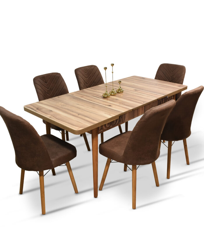 Vera Table + 6 Chairs (BROWN)