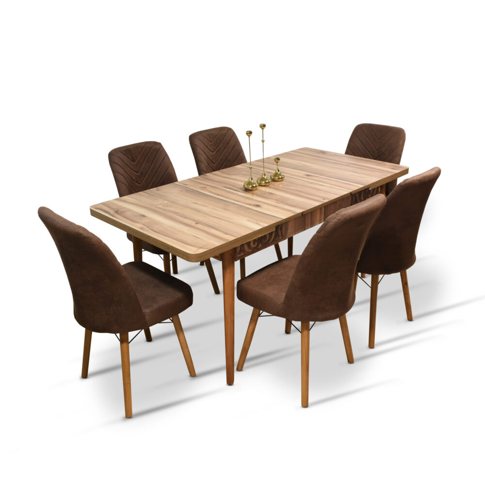 Vera Table + 6 Chairs (BROWN)