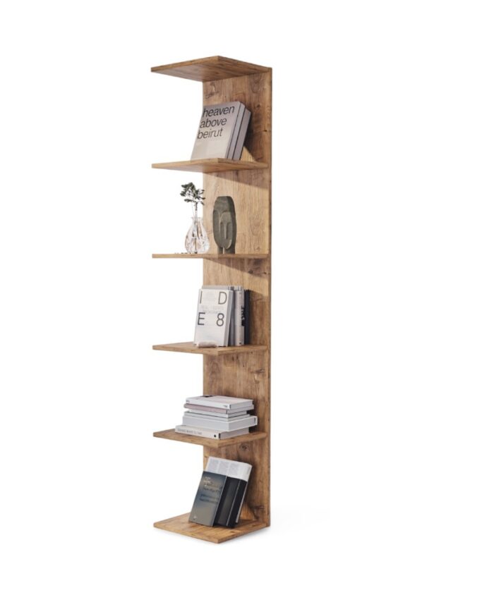 WALL MOUNTED CHIPBOARD BOOKCASE-PINE