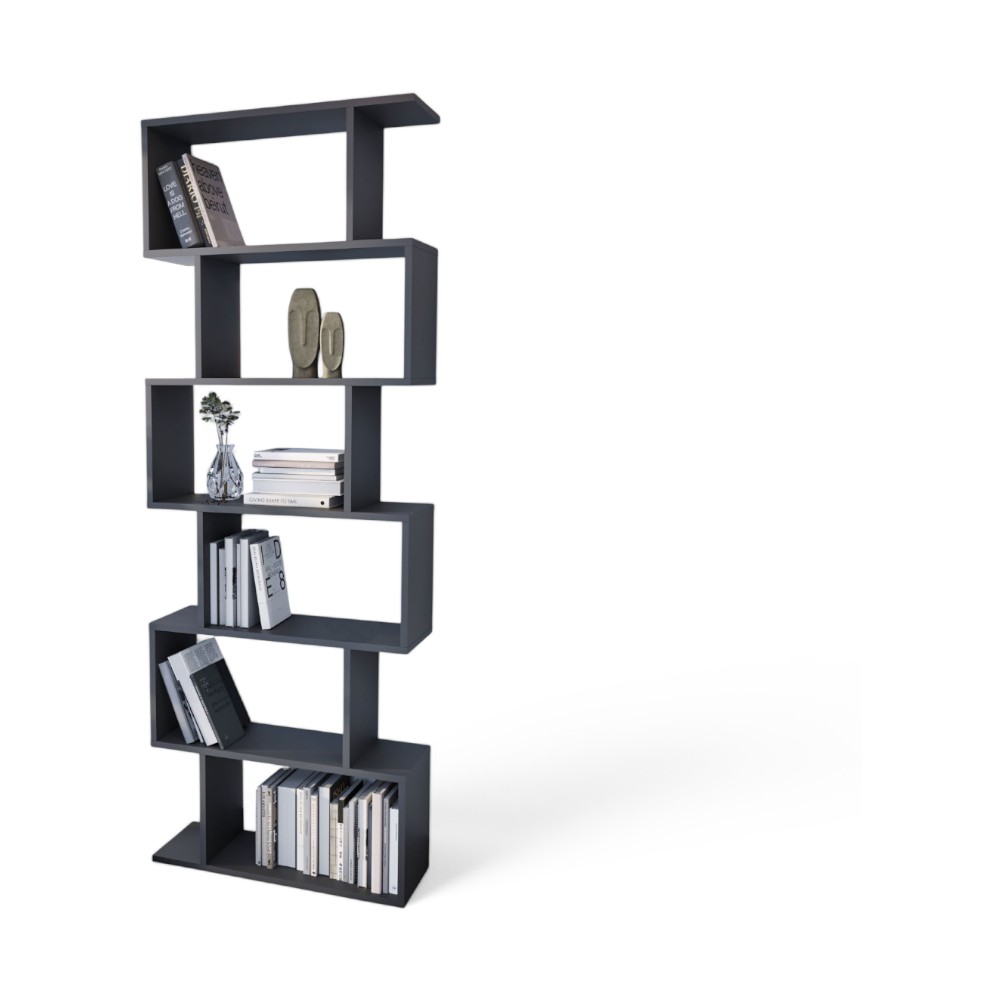 ZIGZAG BOOKSHELF WITH 6 SHELVES-ANTHRACITE