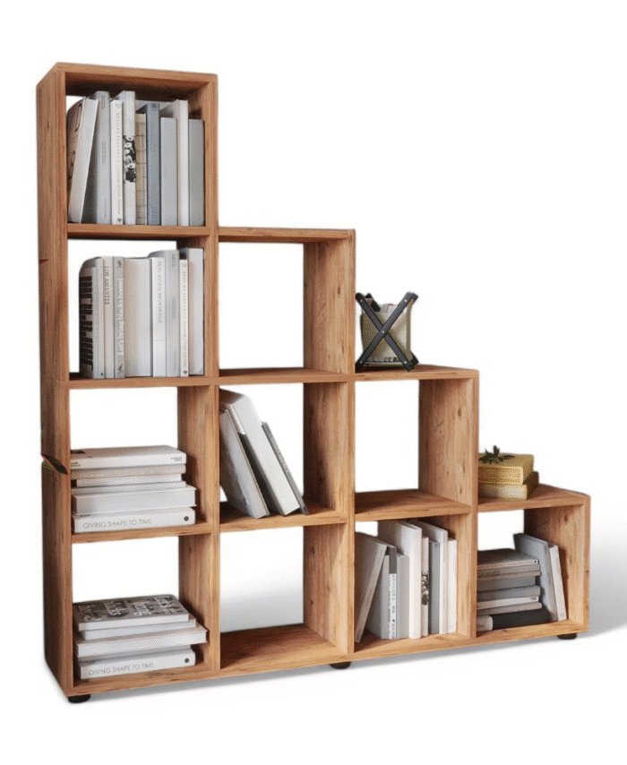 10 Shelves Stair BookShelf Pine