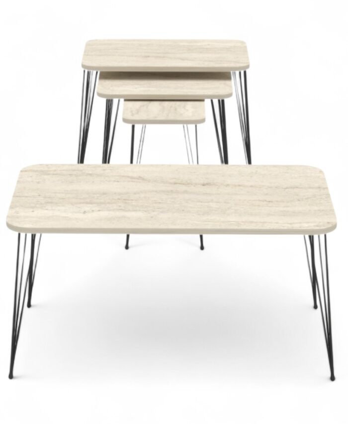 Middle Table Rectangle + Set 3 JIkon Traverten