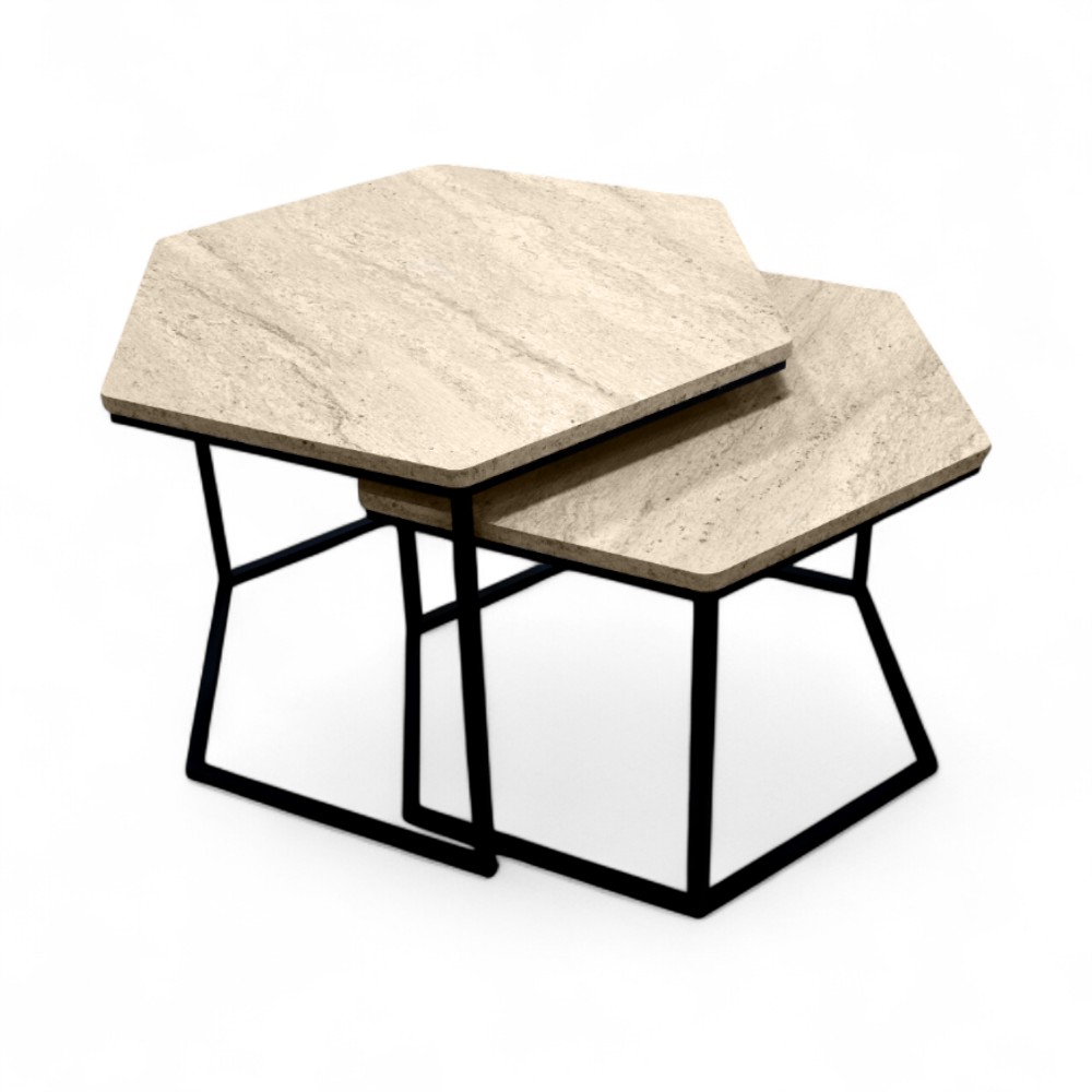 Middle Jikon Table 2 Pcs Traverten 80.5*70.5*8.5