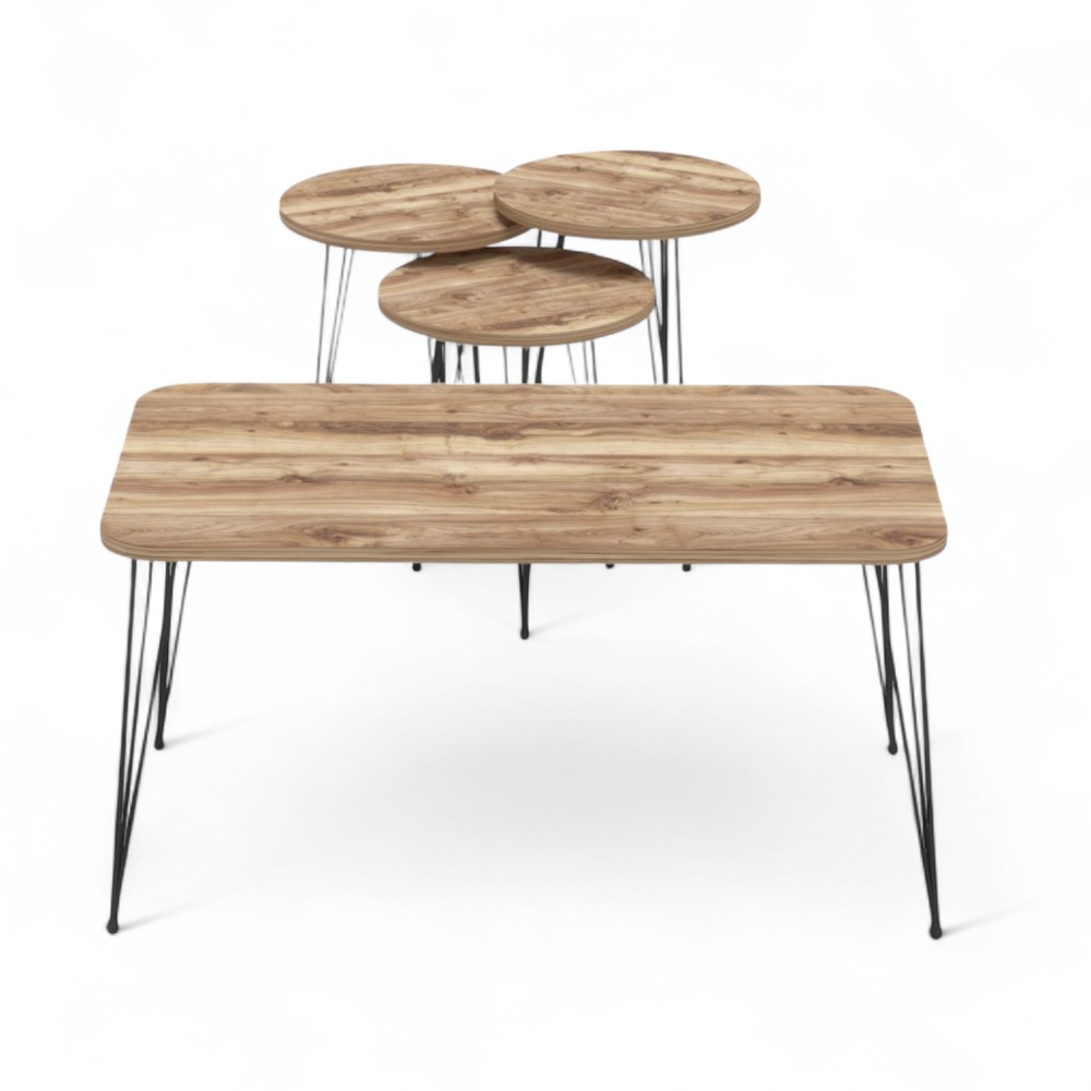 Middle Table + Set Jikon 3 Pcs Round Brown