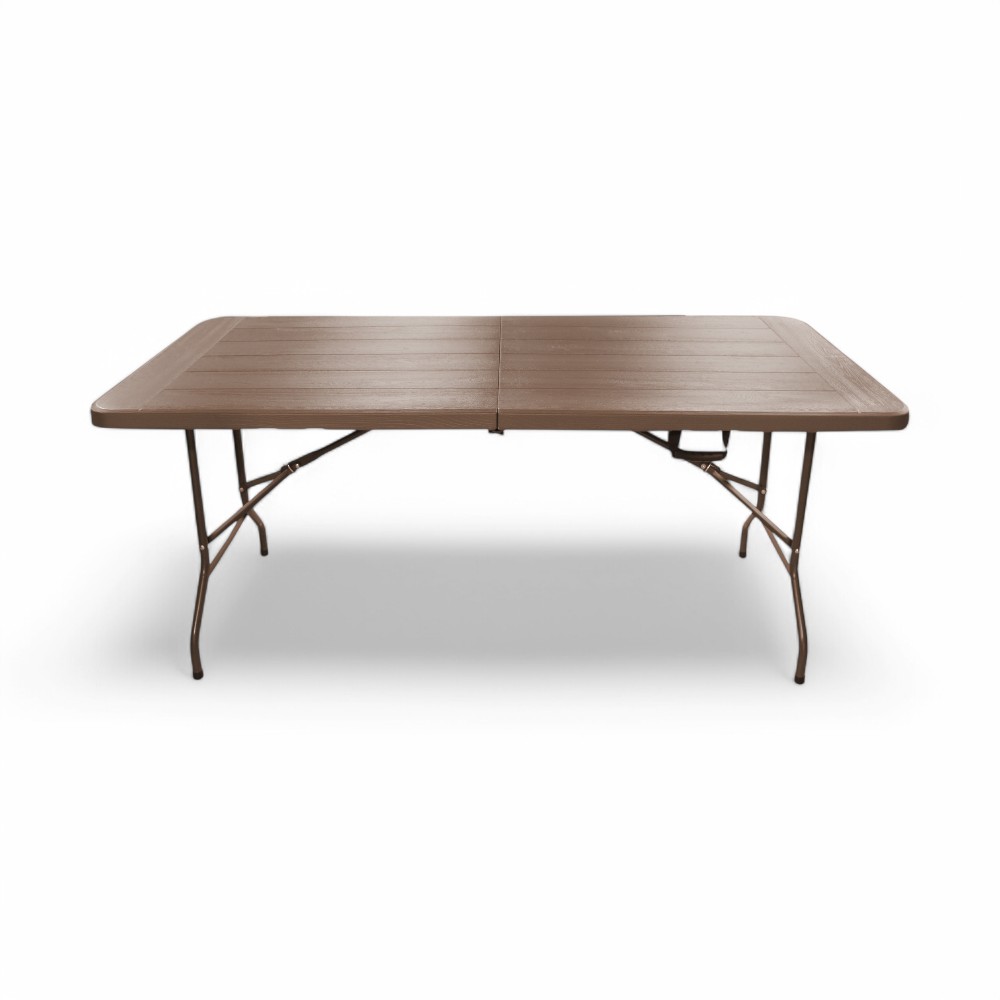 Foldable Table 180*75*73 PLASTIC Panel Brown