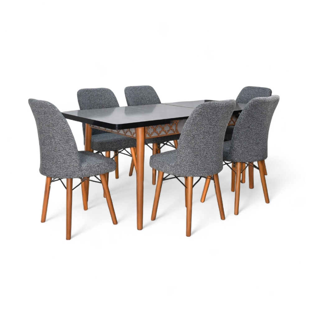 Valentina Table With 6 Chairs Light Grey