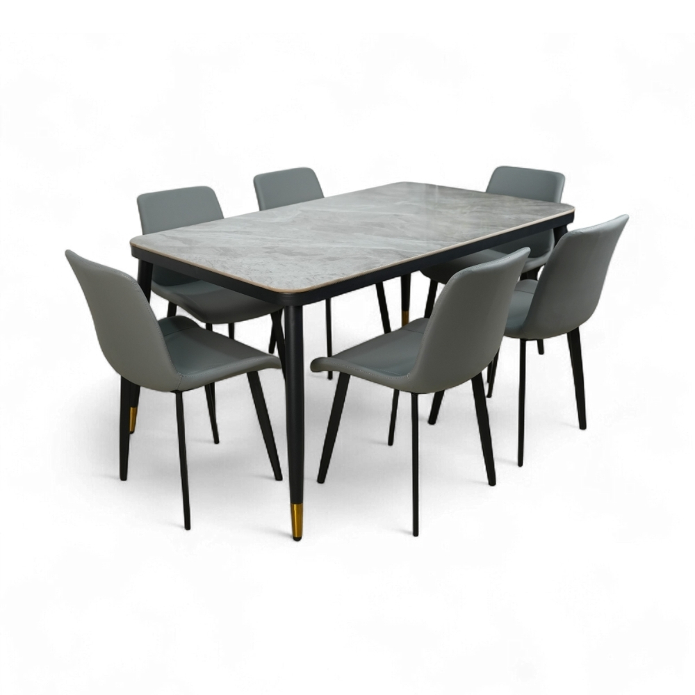 Table Georgia With 6 Chairs Grey