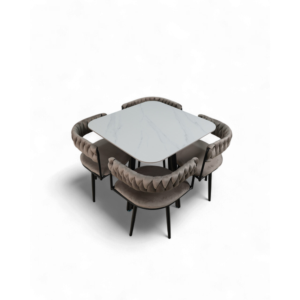 Roman Table Set with 4 Chairs Gray