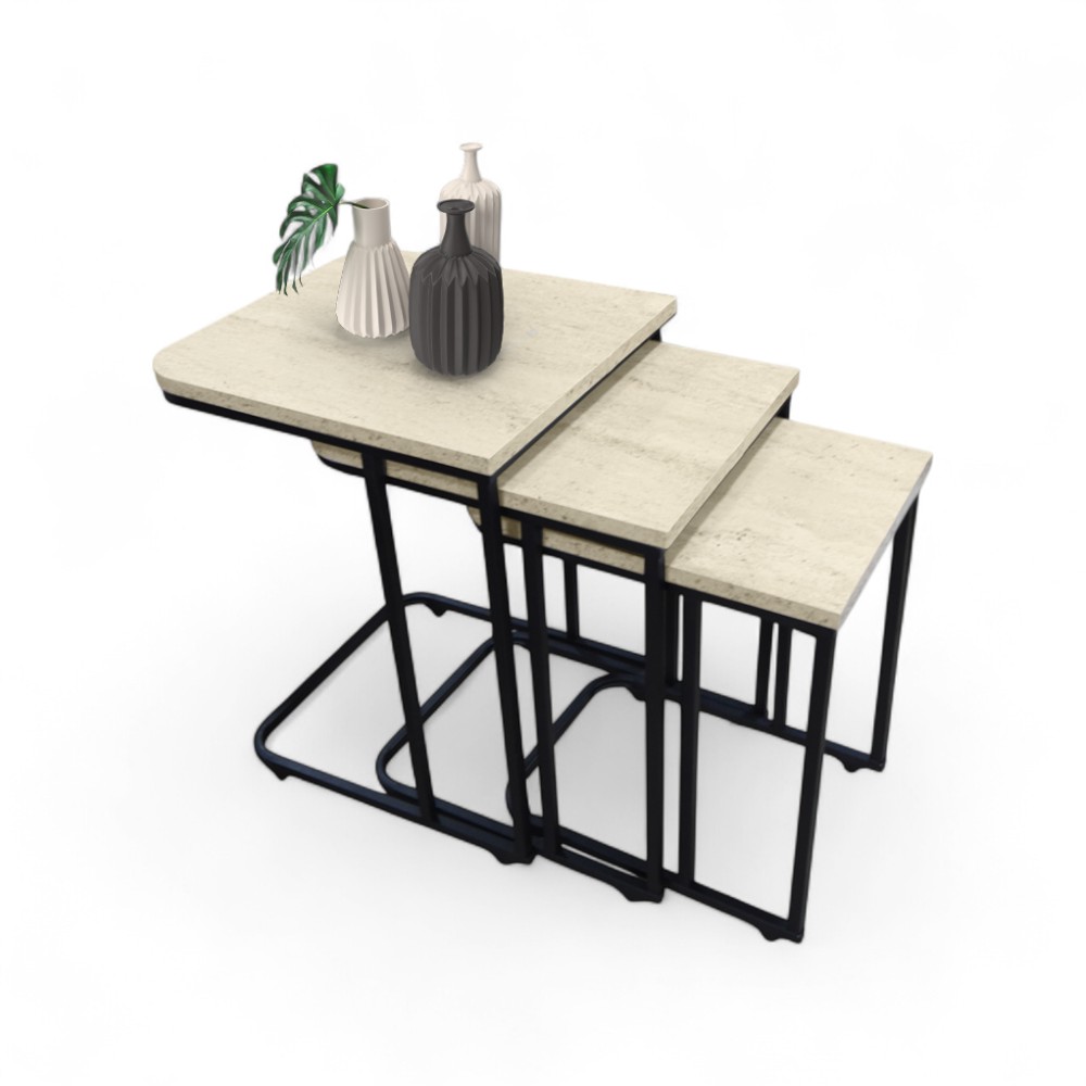 Set Jikon 3 Pcs Traverten Square