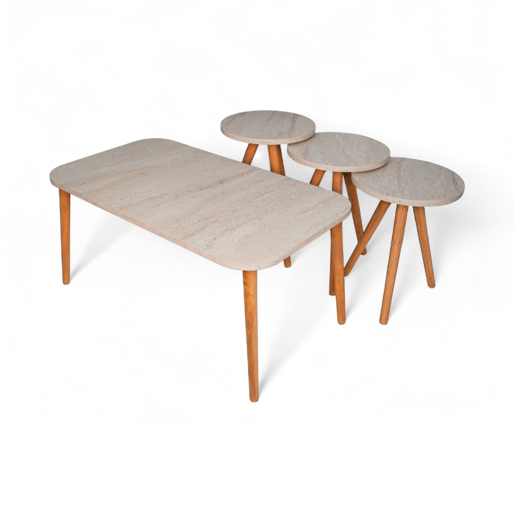 Set Jikon 3 Pcs + 1 Middle Table Traverten 92519