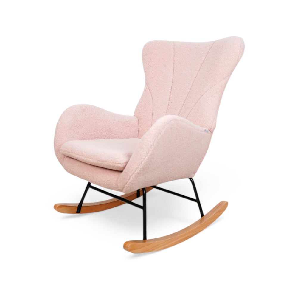 Rocking Chair Covered with Teddy Boucle PINK