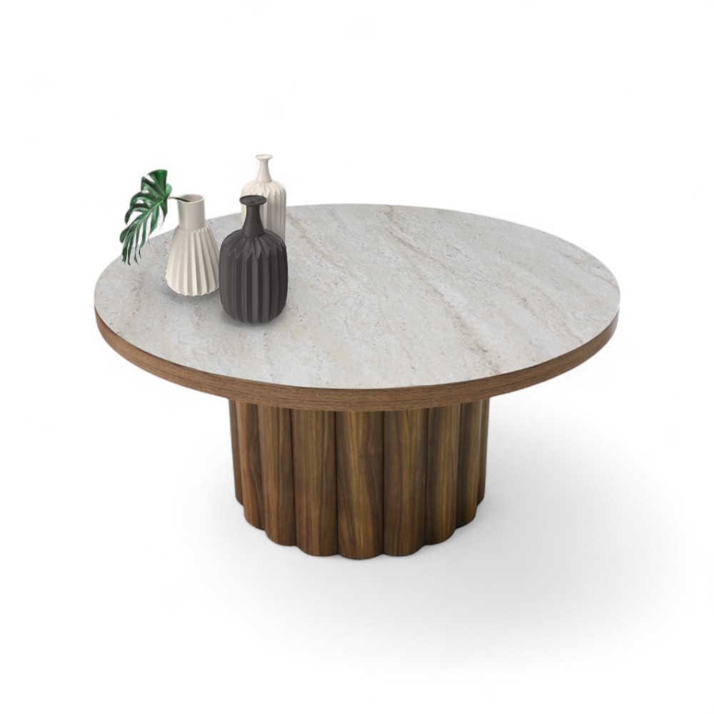 Central Coffee Table Traverten-Walnut