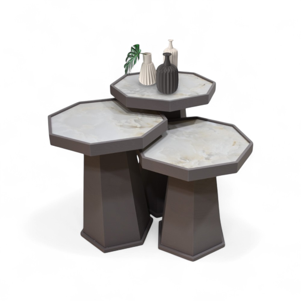 Jikon Table Set of 3 Mola-Hareli Dark Grey