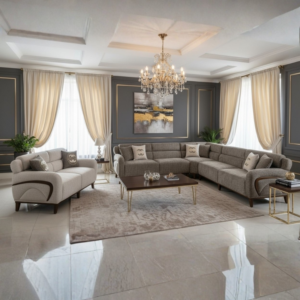 LivingRoom Corner Apricot Full Set ( C + M )